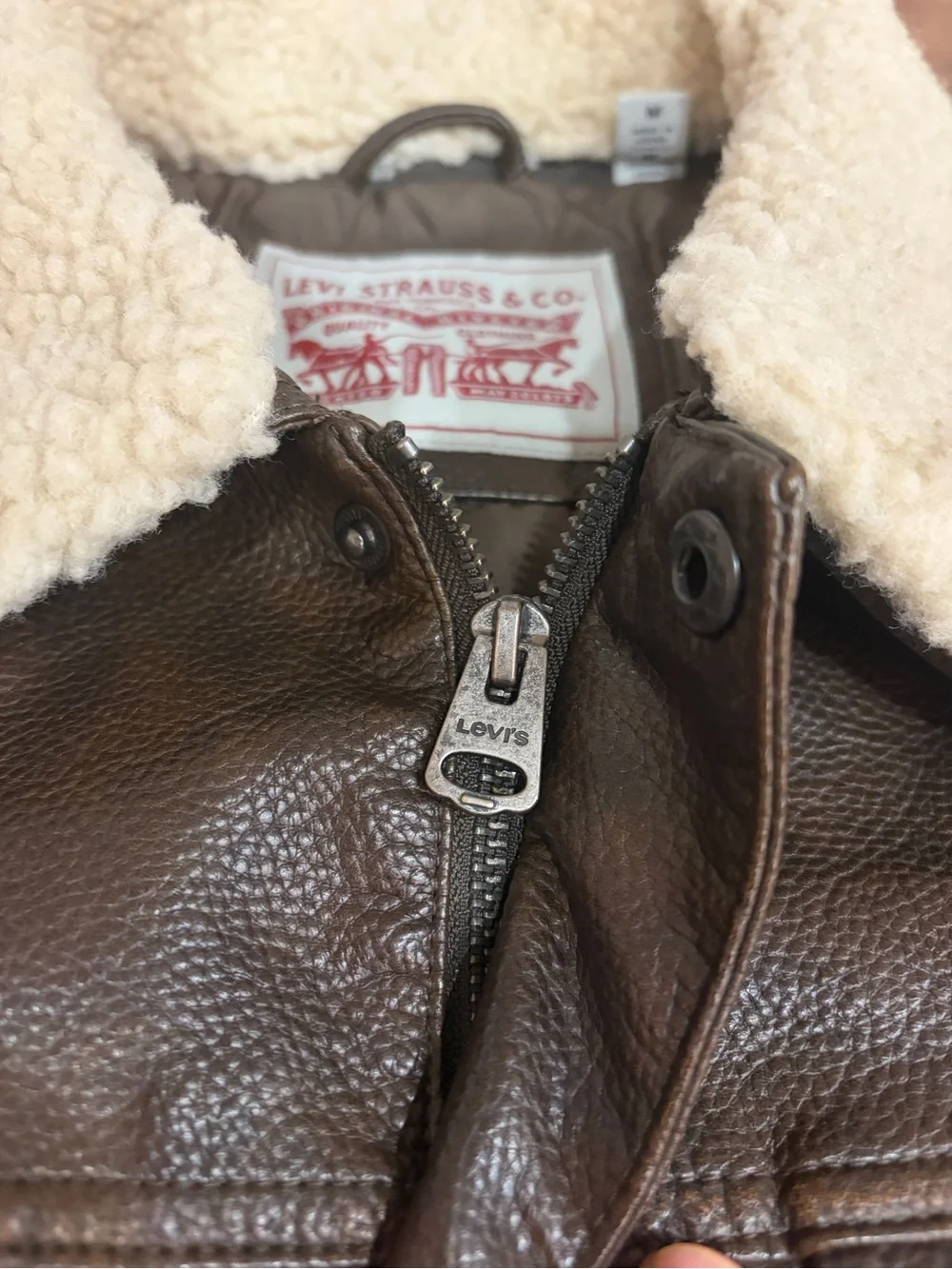 Levi's Brown men’s leather Sherpa Collar Jacket M NWOT